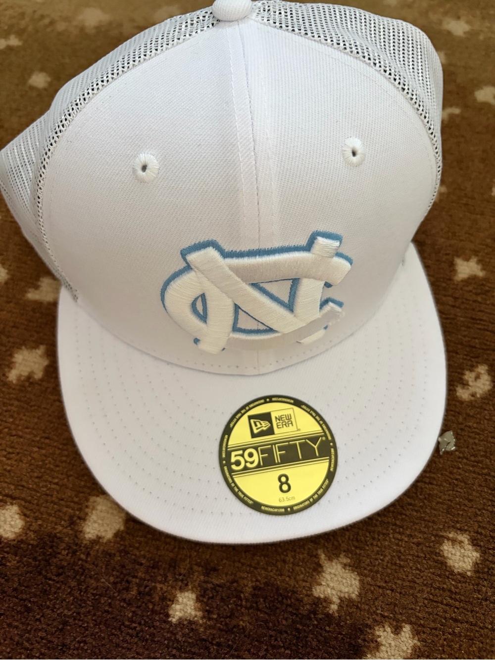 New Era White & Light Blue UNC Script 59FIFTY Fitted Hat